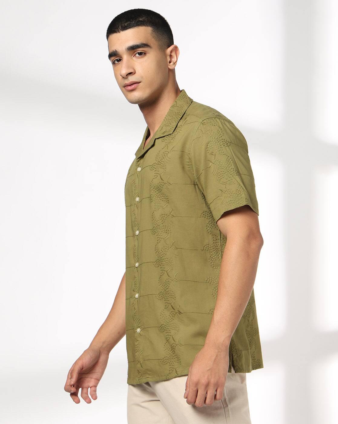 NETPLAY | Men Embroidered Regular Fit Half Sleeve Shirt|1