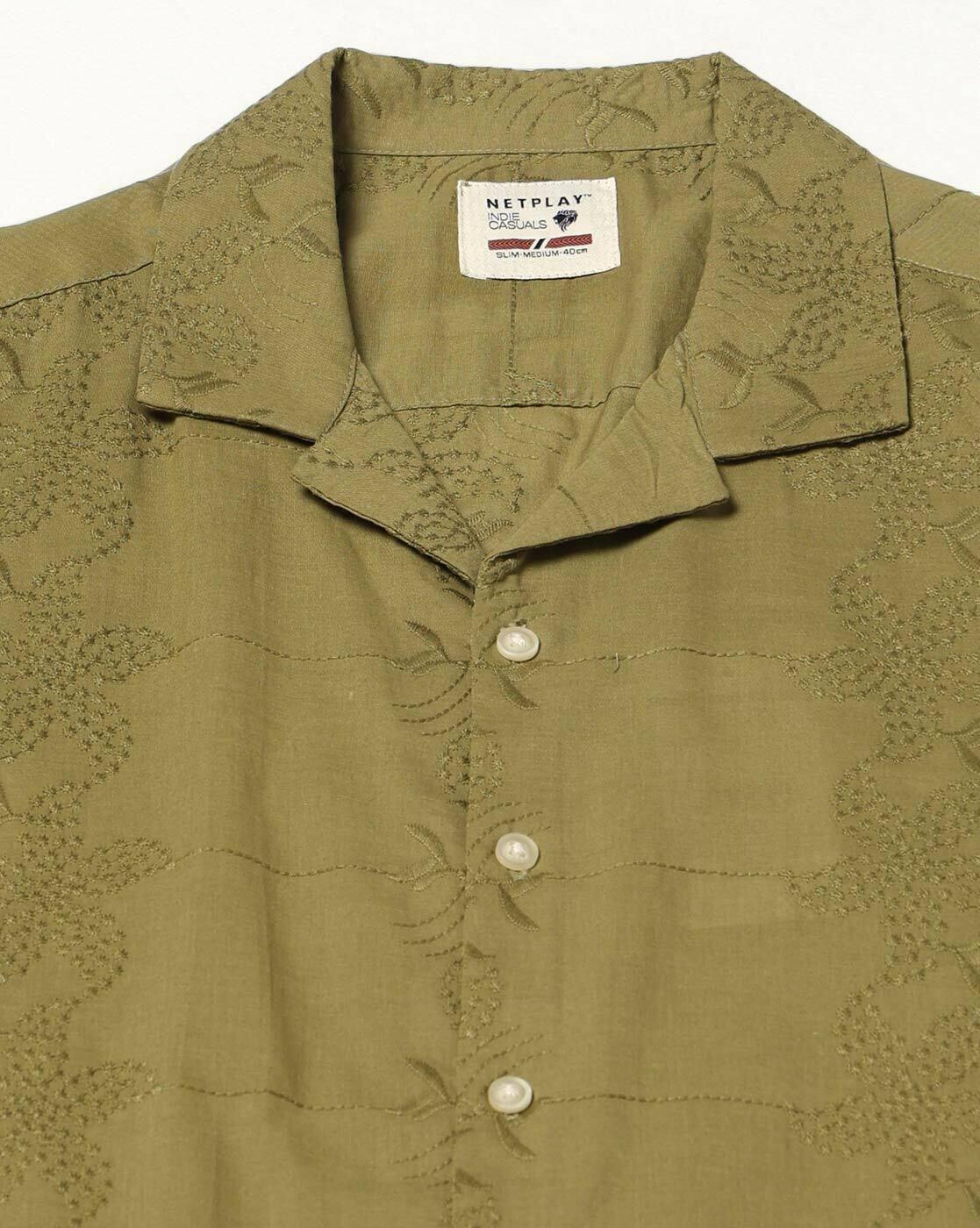 NETPLAY | Men Embroidered Regular Fit Half Sleeve Shirt|4