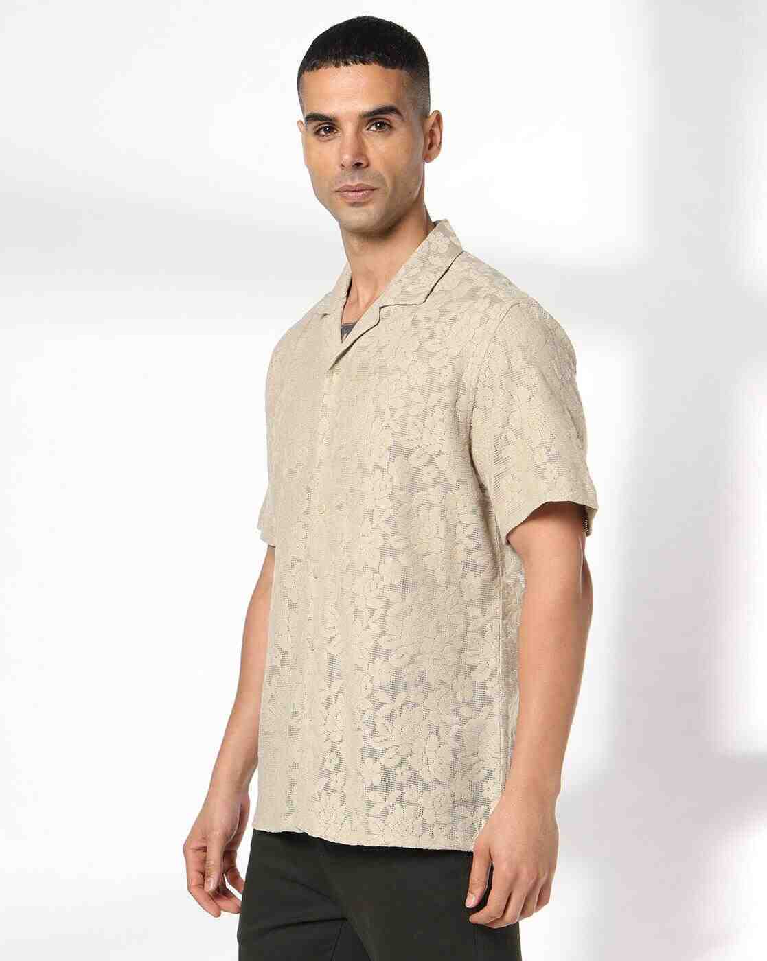 NETPLAY | Men Embroidered Slim Fit Resort Shirt|1