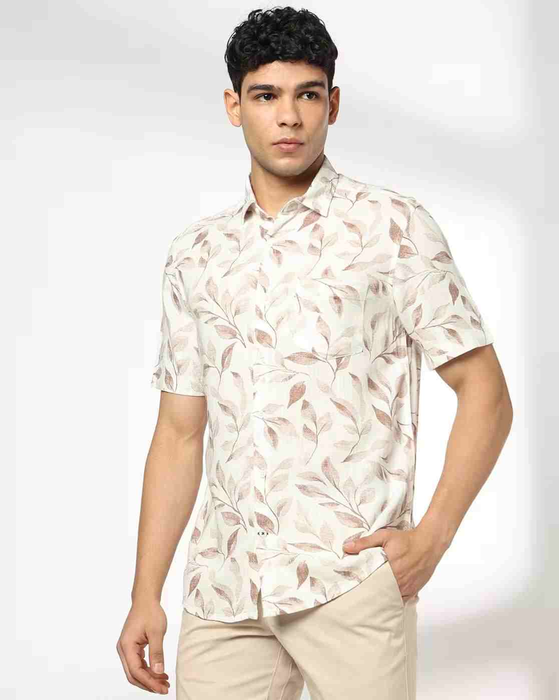 NETPLAY | Men Leaf Print Slim Fit Shirt|0