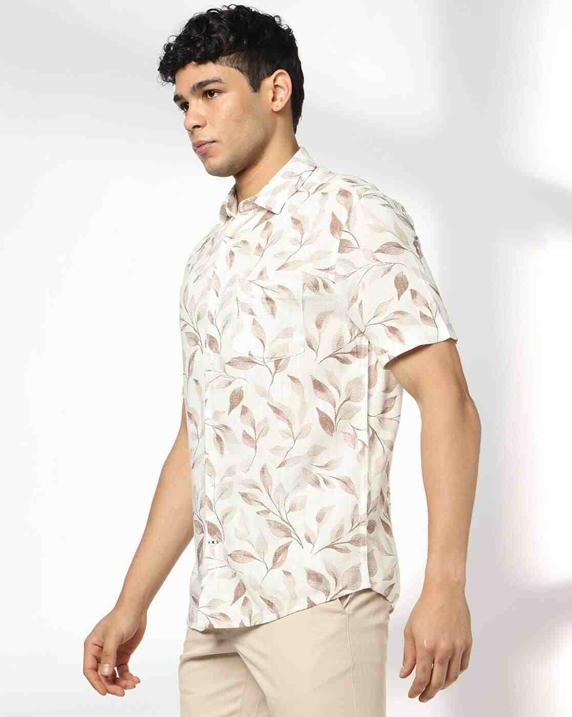 NETPLAY | Men Leaf Print Slim Fit Shirt|1