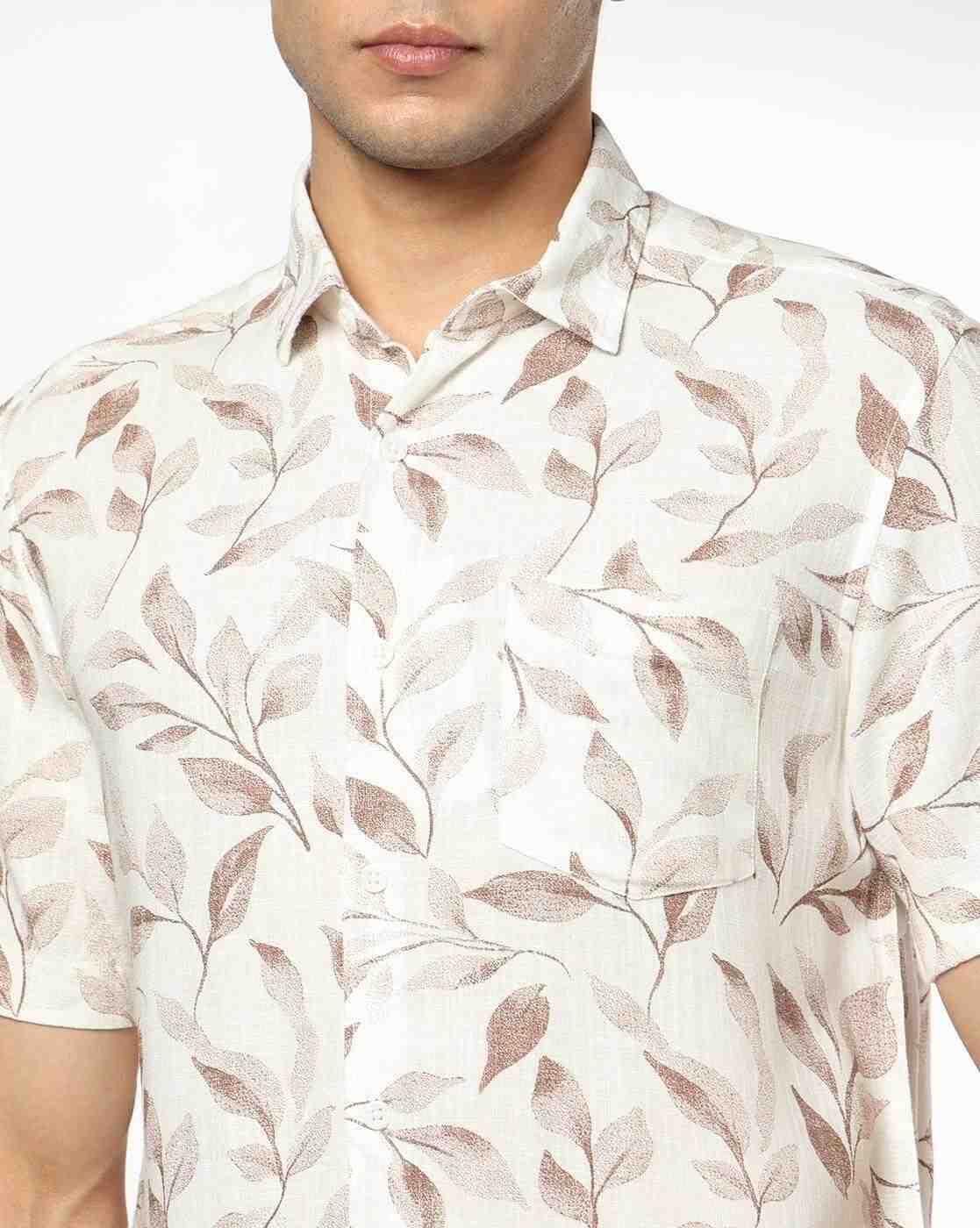 NETPLAY | Men Leaf Print Slim Fit Shirt|3