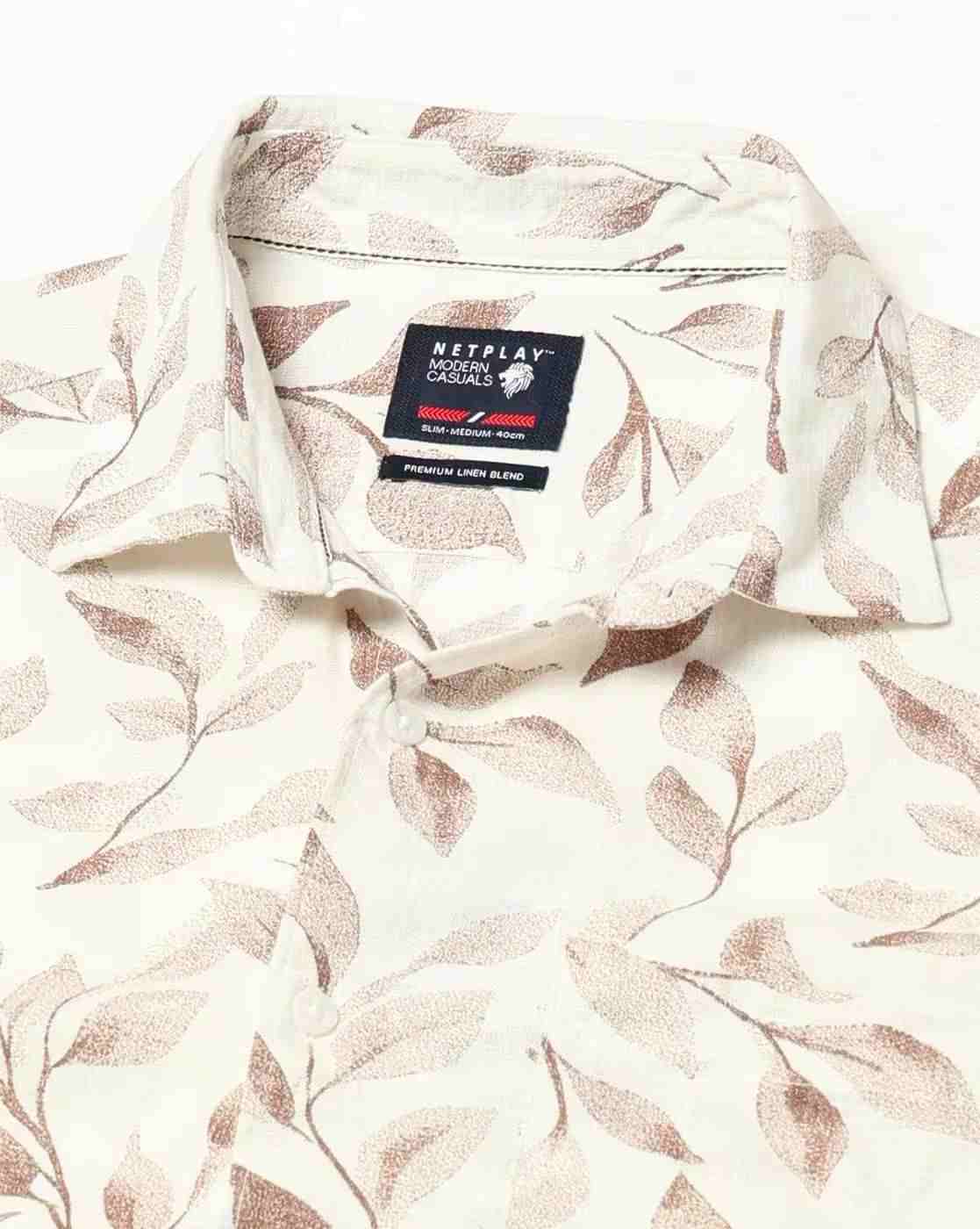 NETPLAY | Men Leaf Print Slim Fit Shirt|4