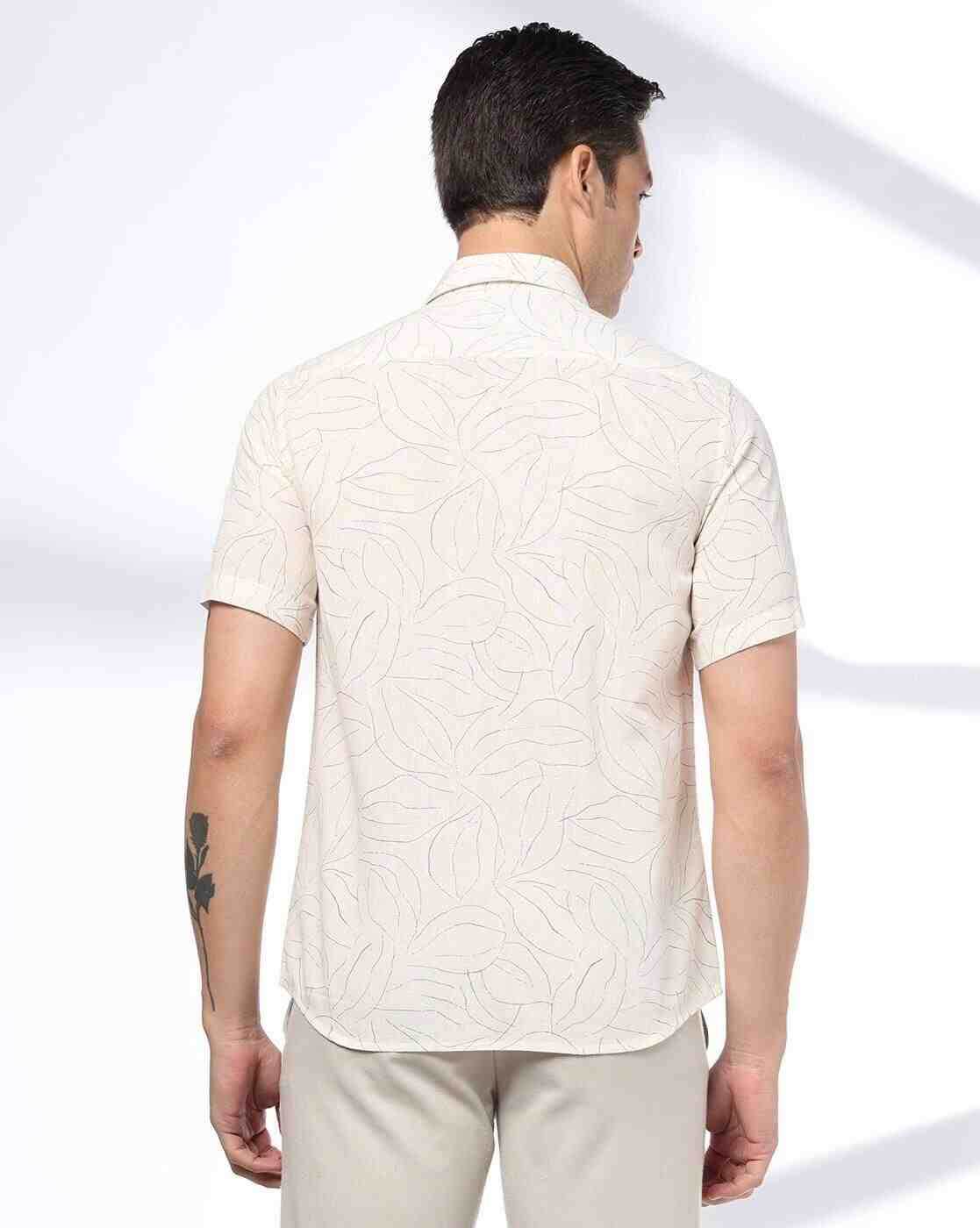 NETPLAY | Men Floral Print Slim Fit Shirt with Patch Pocket|2