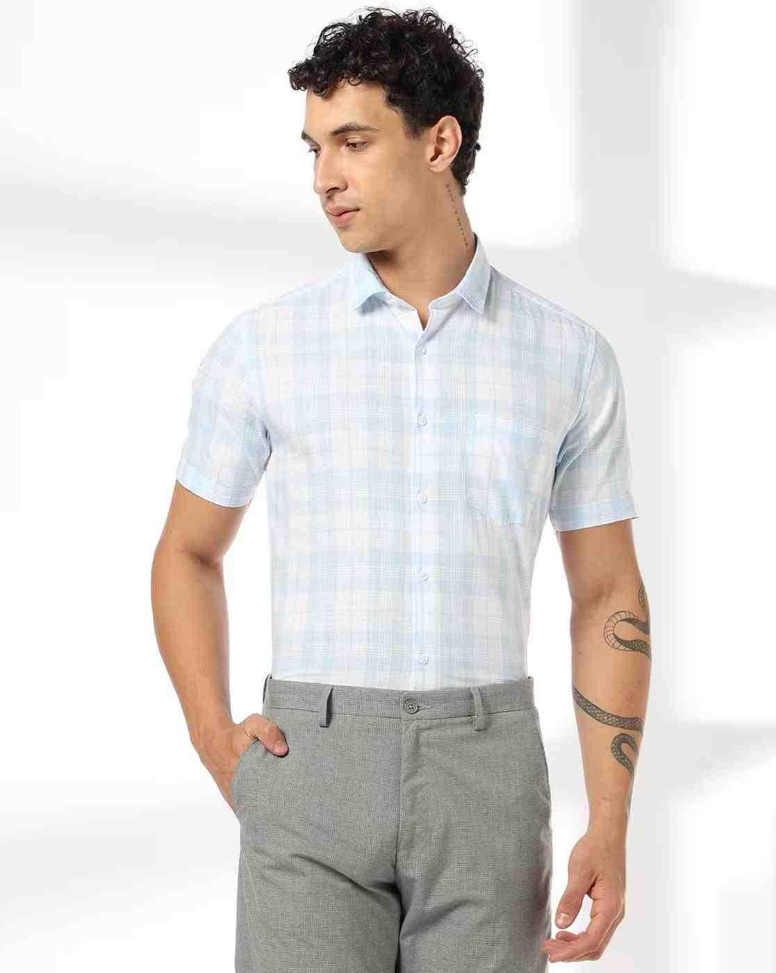 NETPLAY | Men Checked Slim Fit Shirt with Patch Pocket|0