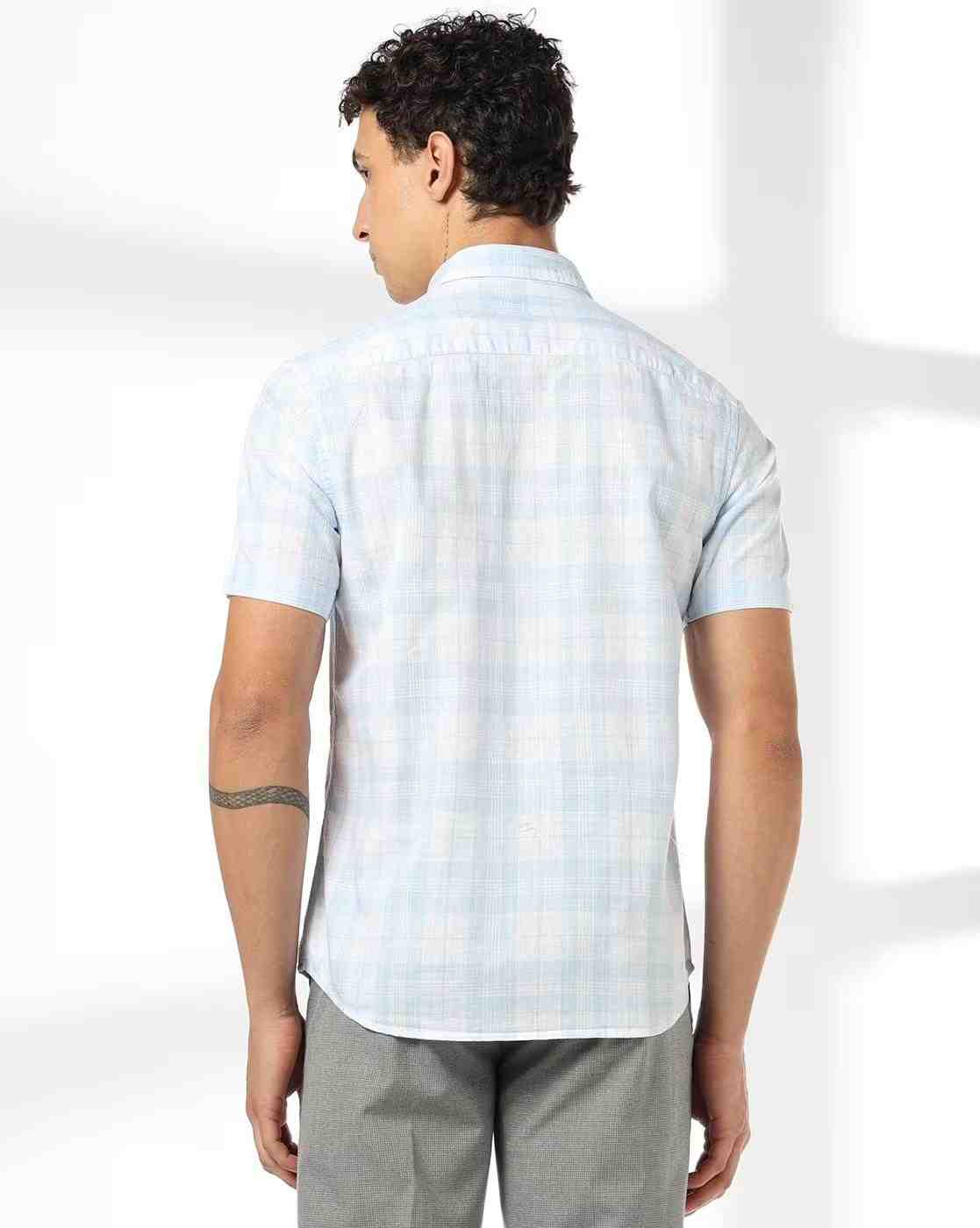 NETPLAY | Men Checked Slim Fit Shirt with Patch Pocket|2