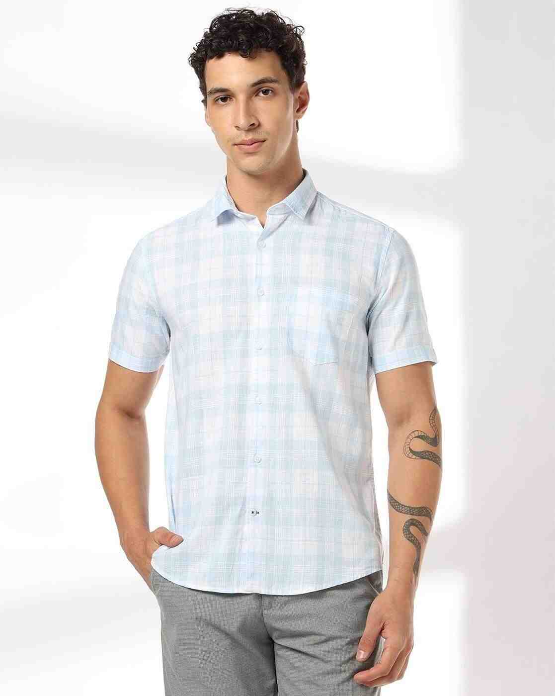 NETPLAY | Men Checked Slim Fit Shirt with Patch Pocket|3