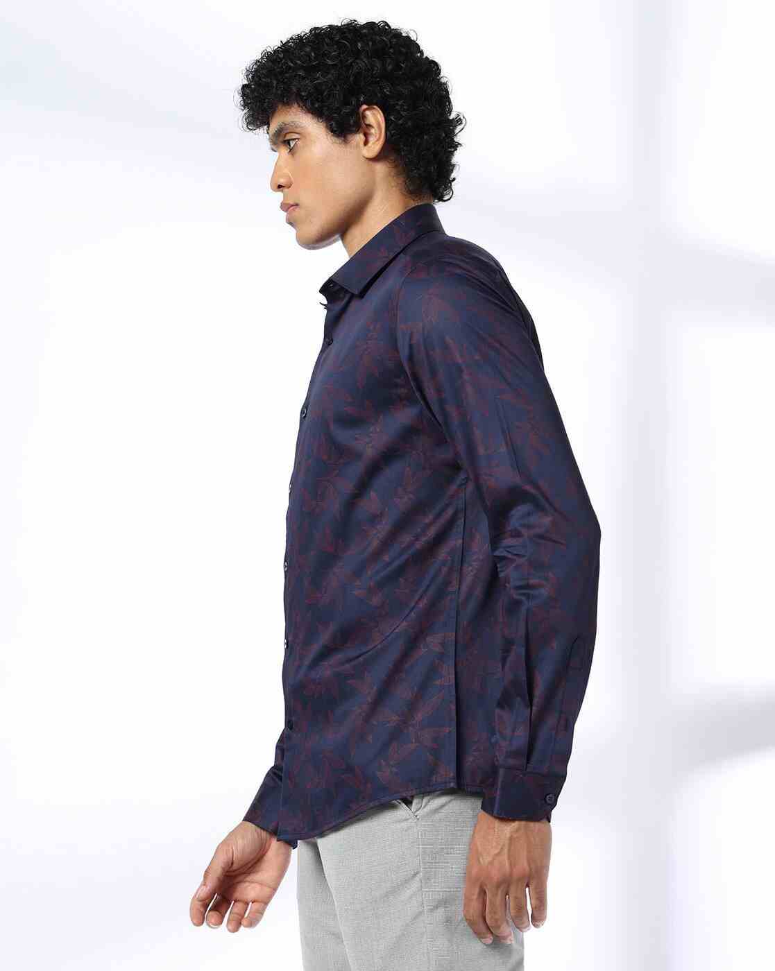 NETPLAY | Men Floral Print Slim Fit Cotton Shirt|1