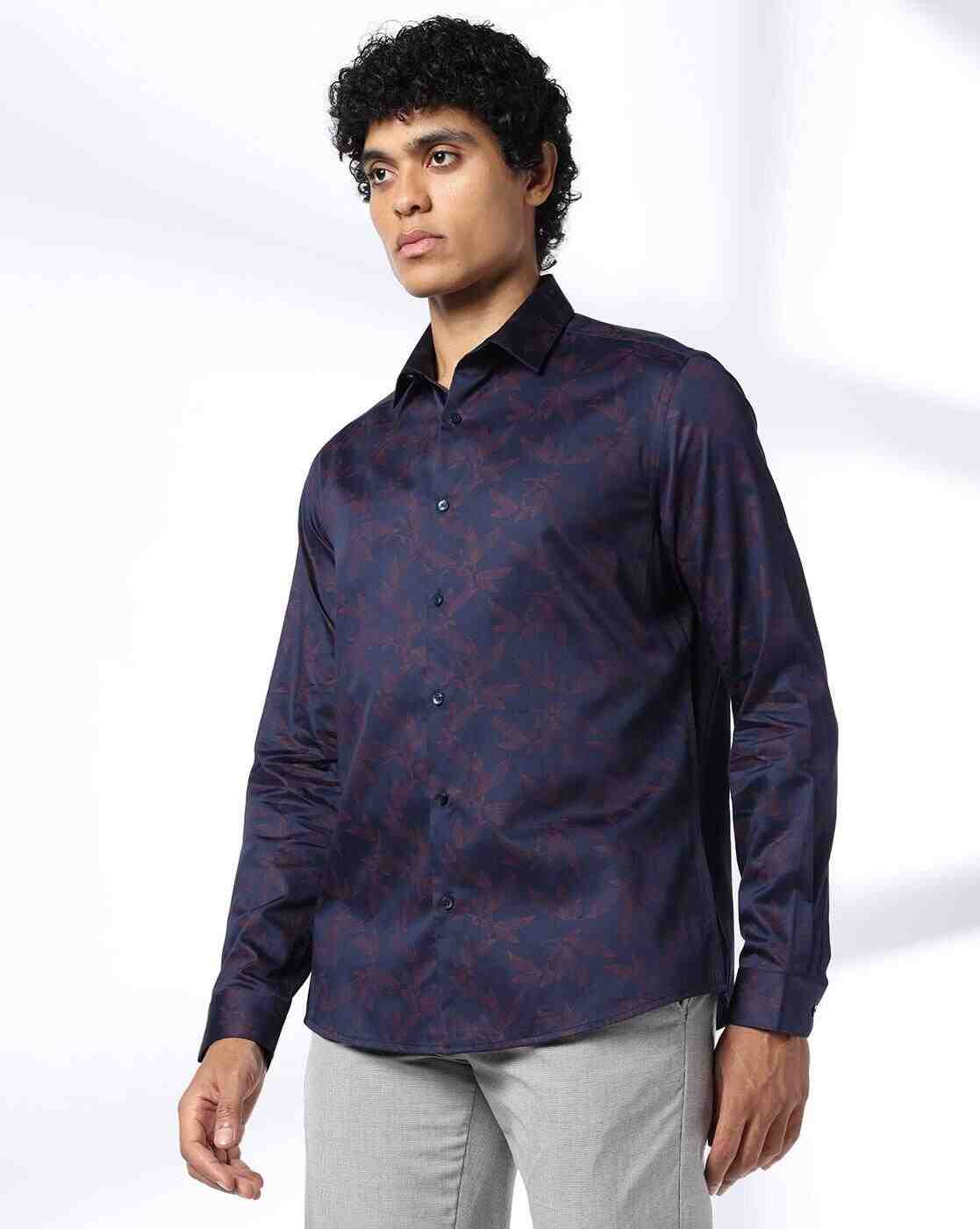 NETPLAY | Men Floral Print Slim Fit Cotton Shirt|3