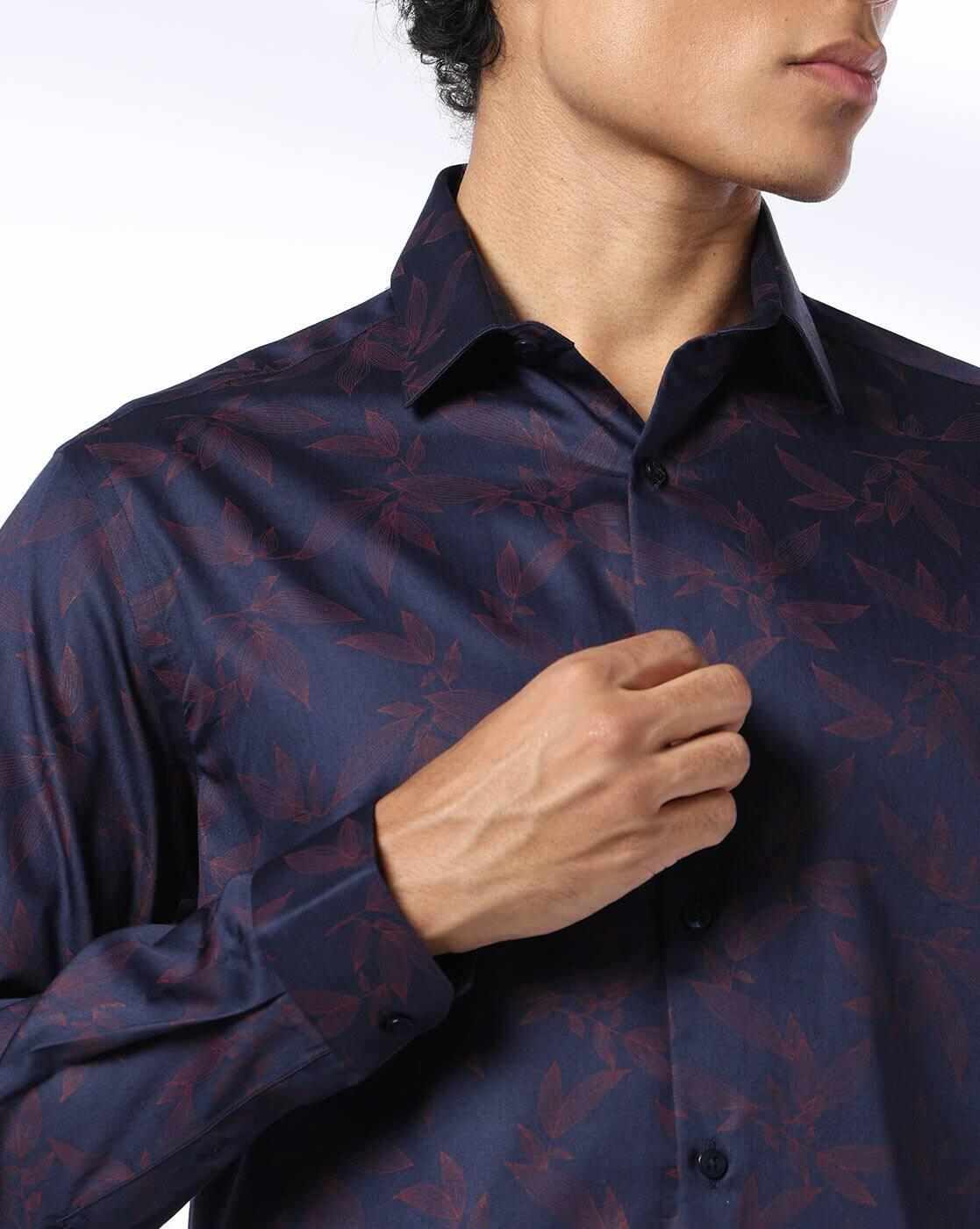 NETPLAY | Men Floral Print Slim Fit Cotton Shirt|4