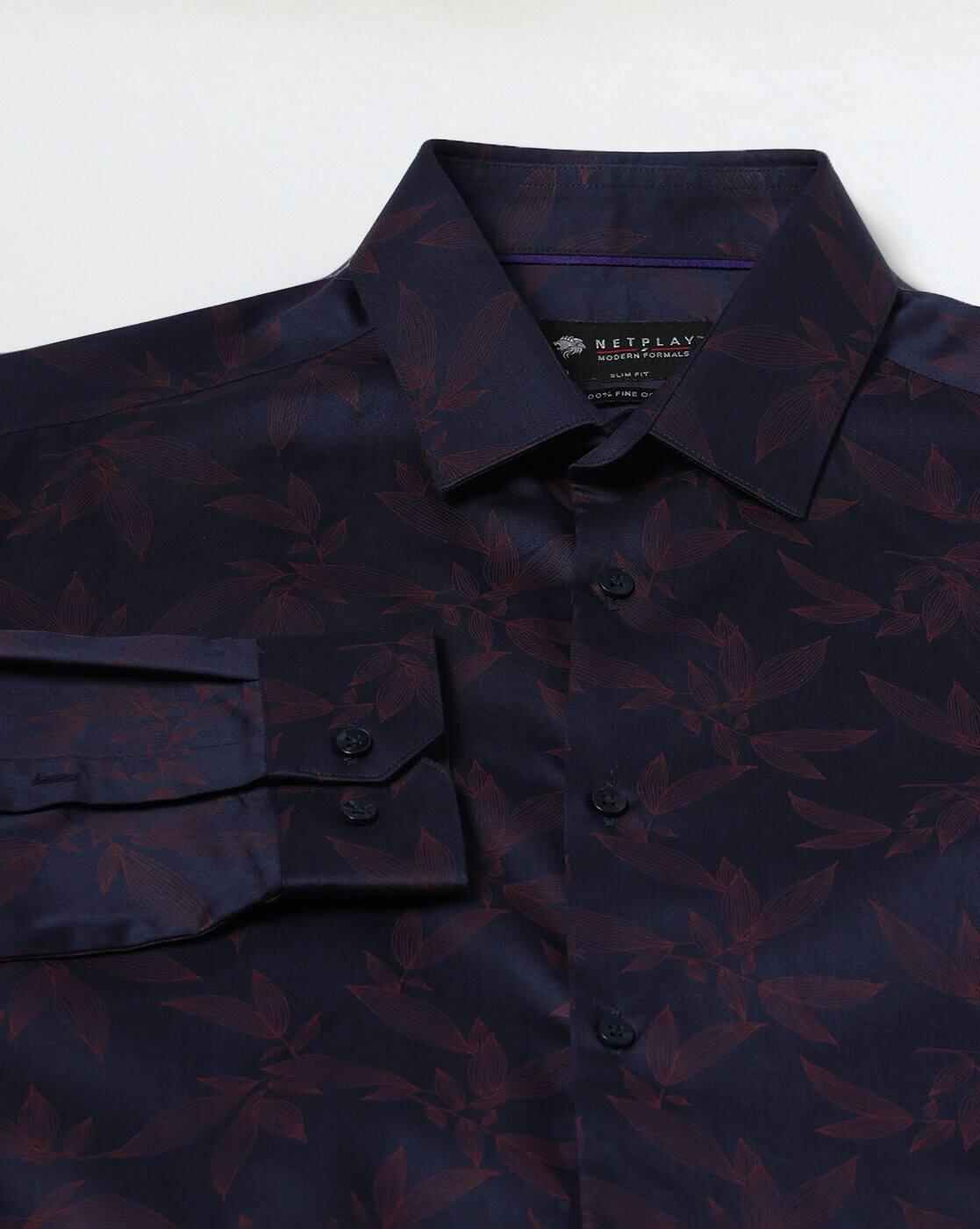 NETPLAY | Men Floral Print Slim Fit Cotton Shirt|5