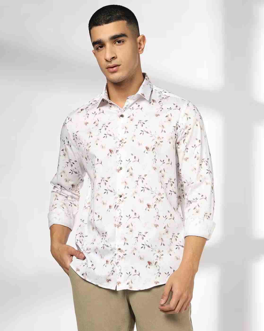NETPLAY | Men Floral Print Slim Fit Cotton Shirt|0