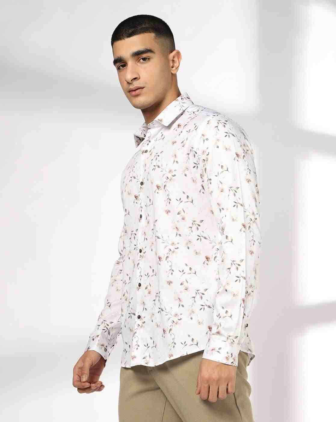 NETPLAY | Men Floral Print Slim Fit Cotton Shirt|1