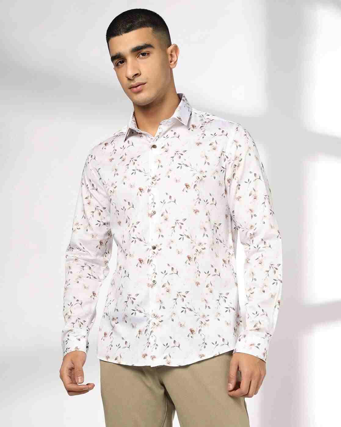NETPLAY | Men Floral Print Slim Fit Cotton Shirt|3
