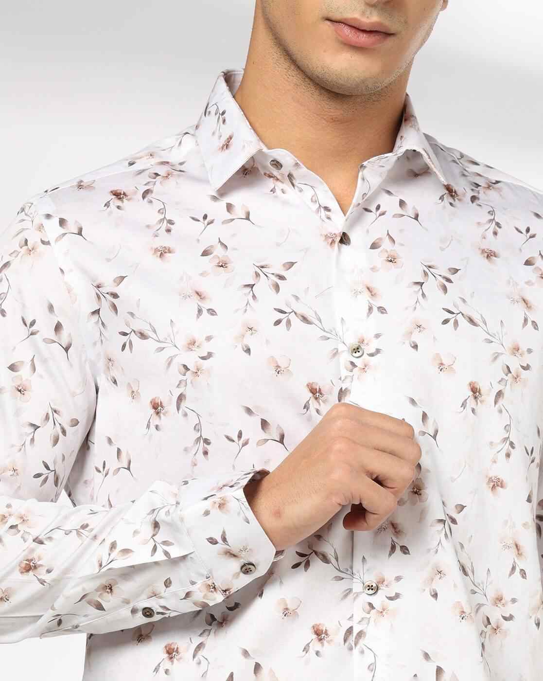 NETPLAY | Men Floral Print Slim Fit Cotton Shirt|4