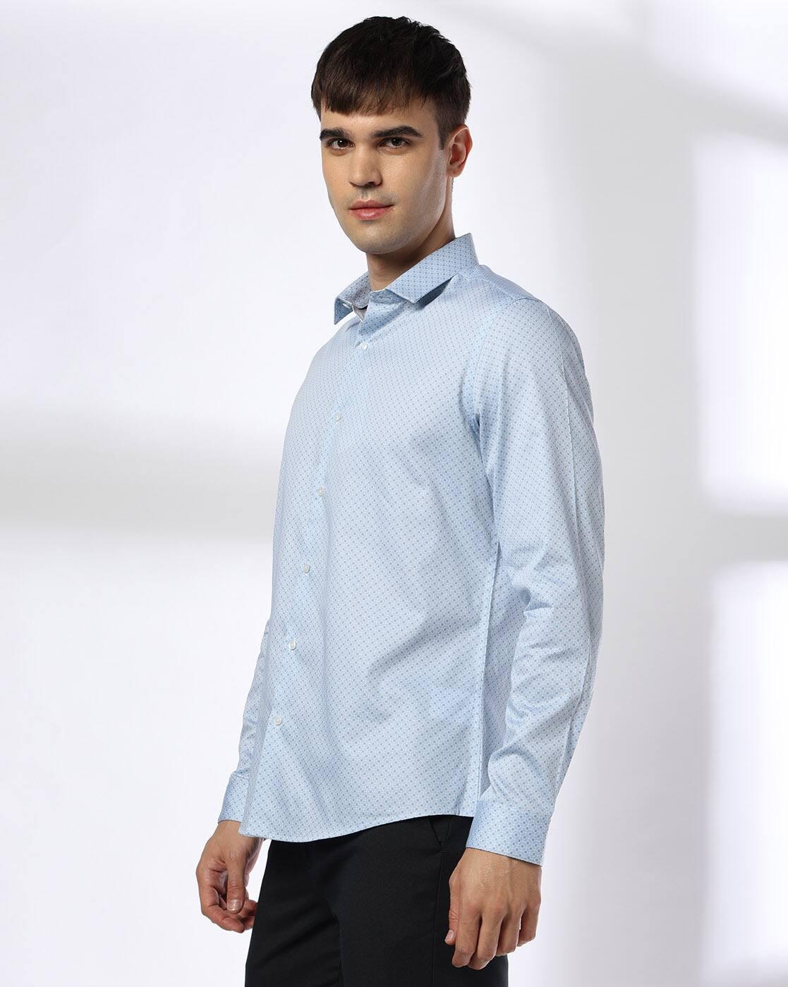 NETPLAY | Men Micro Print Slim Fit Cotton Shirt|1