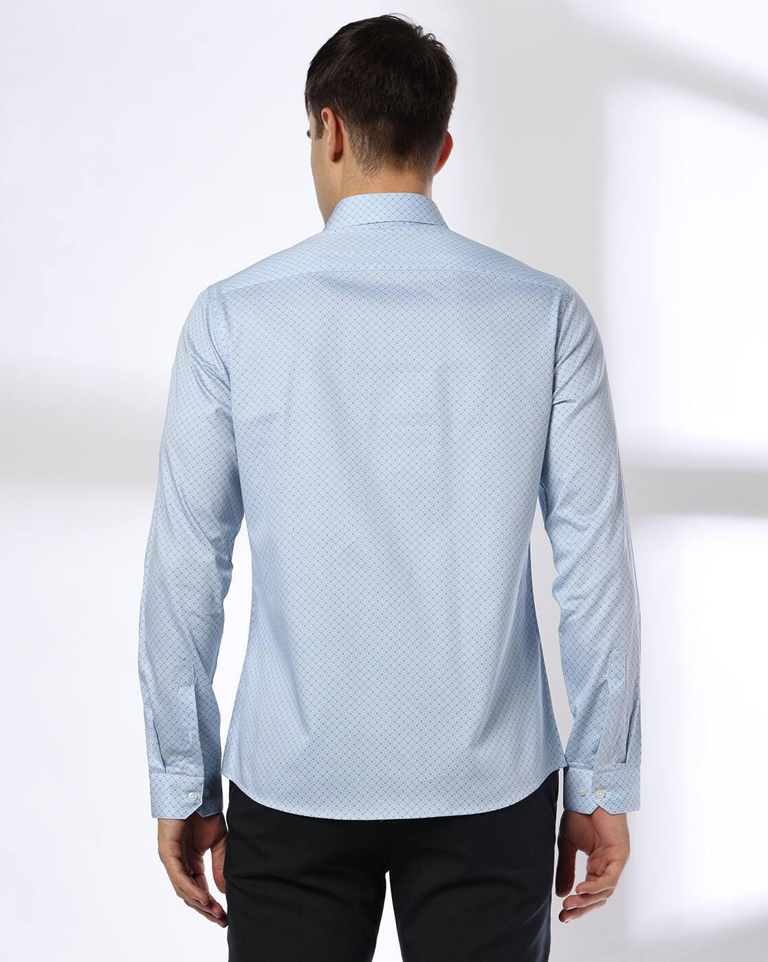 NETPLAY | Men Micro Print Slim Fit Cotton Shirt|2