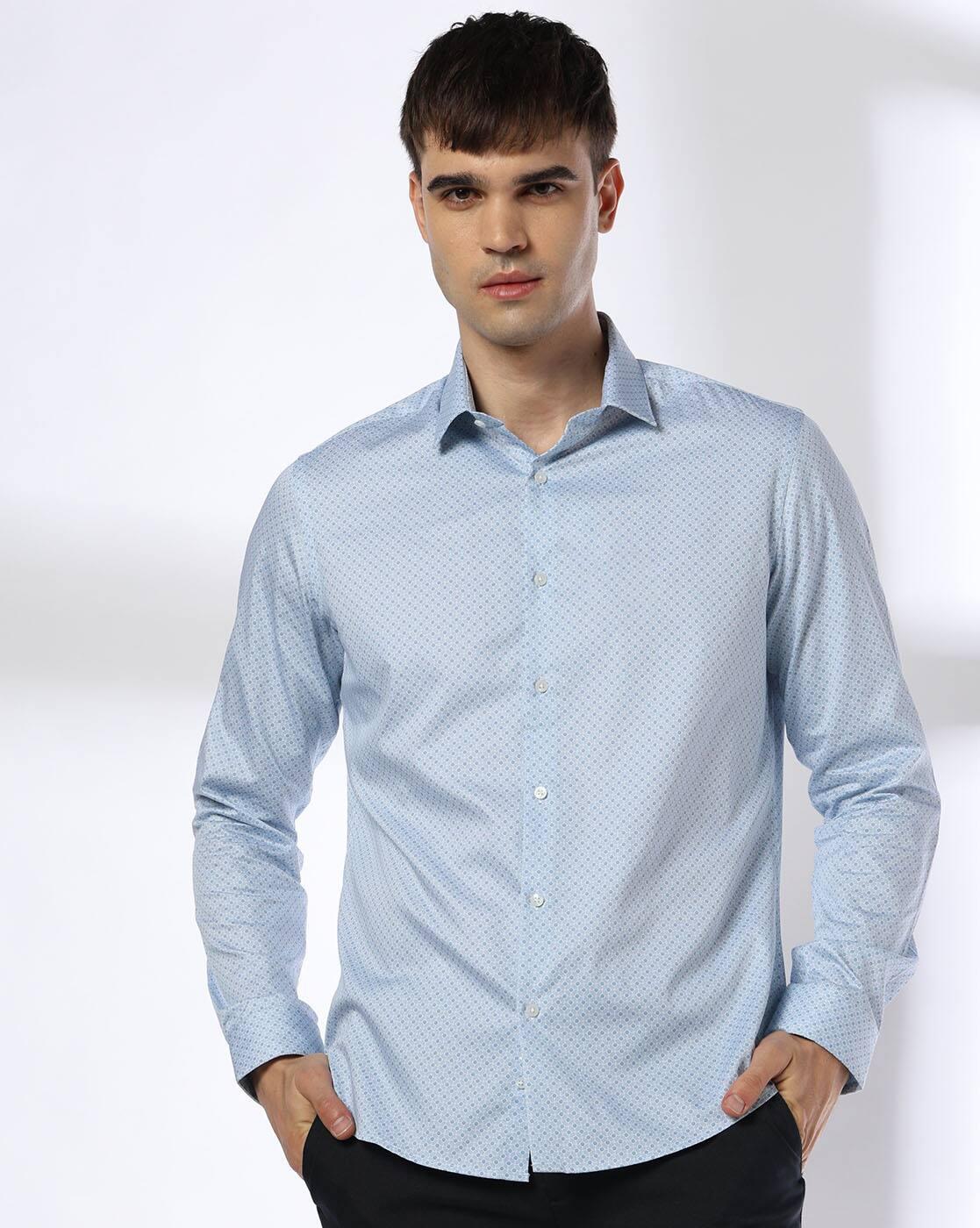 NETPLAY | Men Micro Print Slim Fit Cotton Shirt|3