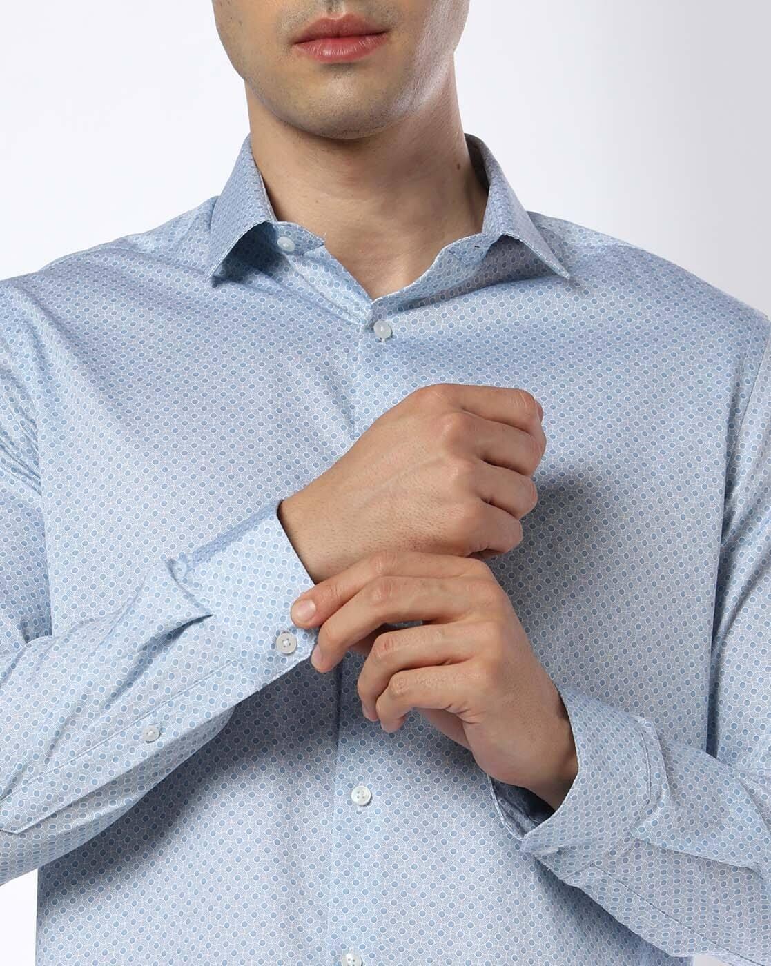 NETPLAY | Men Micro Print Slim Fit Cotton Shirt|4