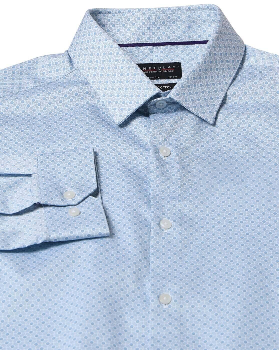 NETPLAY | Men Micro Print Slim Fit Cotton Shirt|5