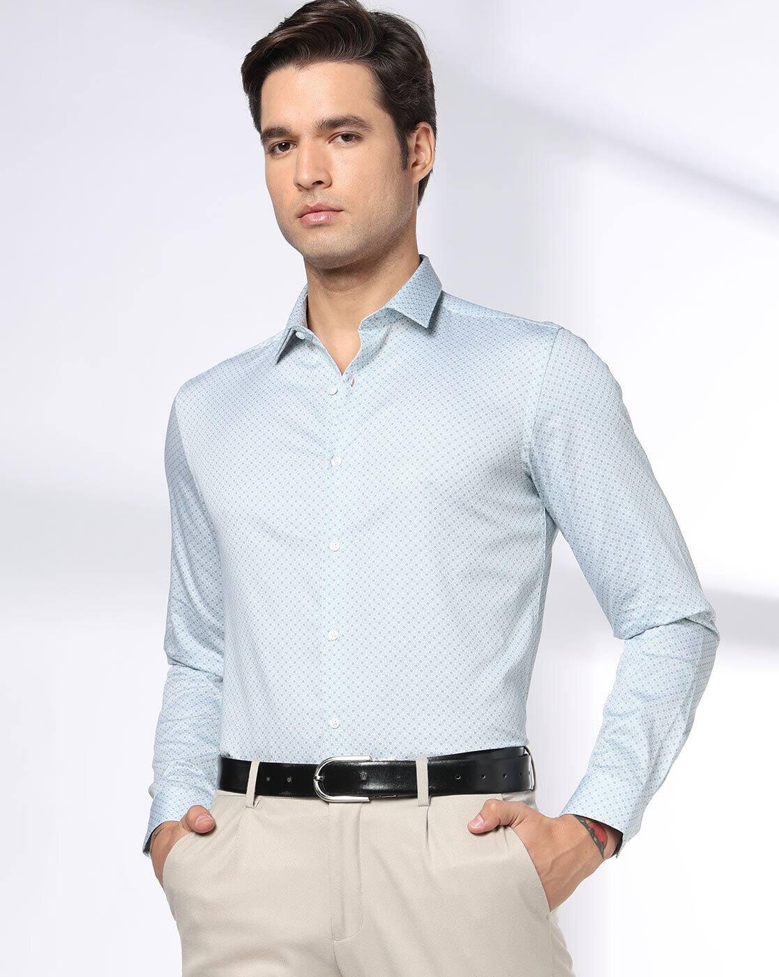 NETPLAY | Men Micro Print Slim Fit Shirt|0