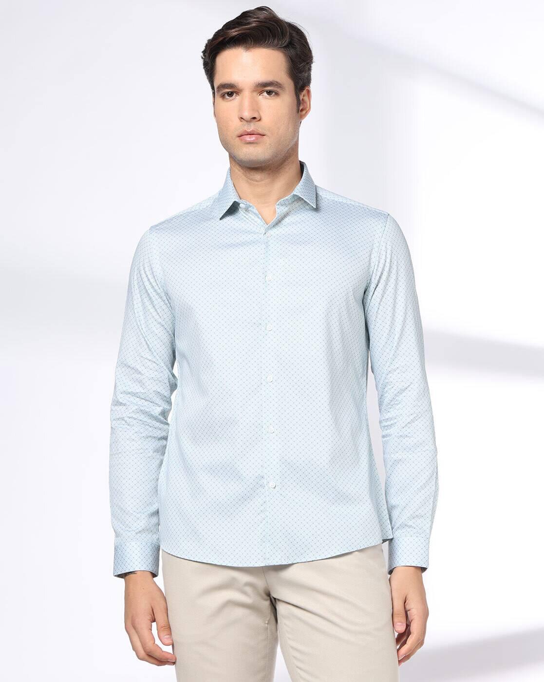 NETPLAY | Men Micro Print Slim Fit Shirt|1