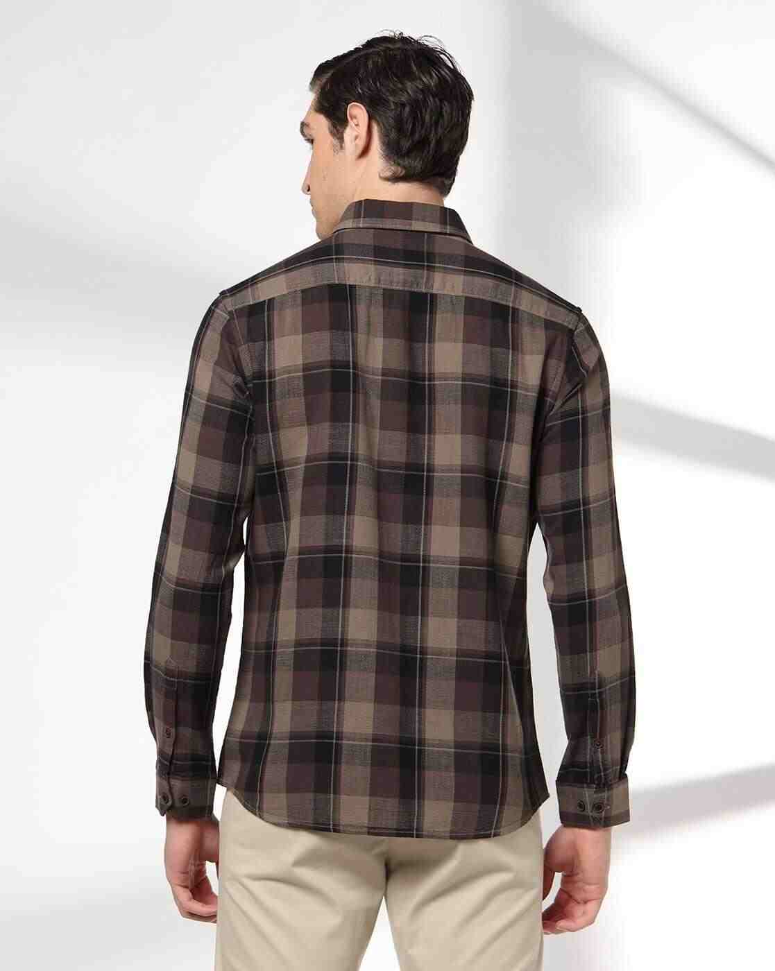 NETPLAY | Men Checked Slim Fit Shirt with Patch Pocket|2