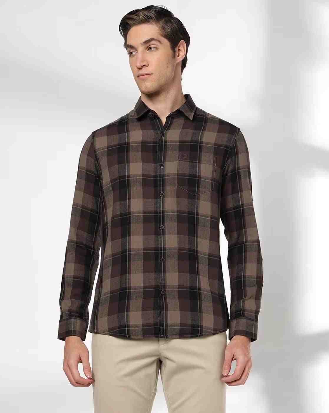NETPLAY | Men Checked Slim Fit Shirt with Patch Pocket|3