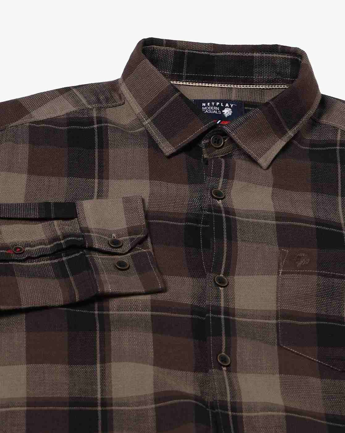 NETPLAY | Men Checked Slim Fit Shirt with Patch Pocket|6