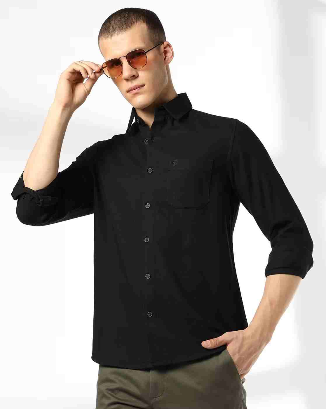 Men Slim Fit Cotton Shirt with Patch Pocket