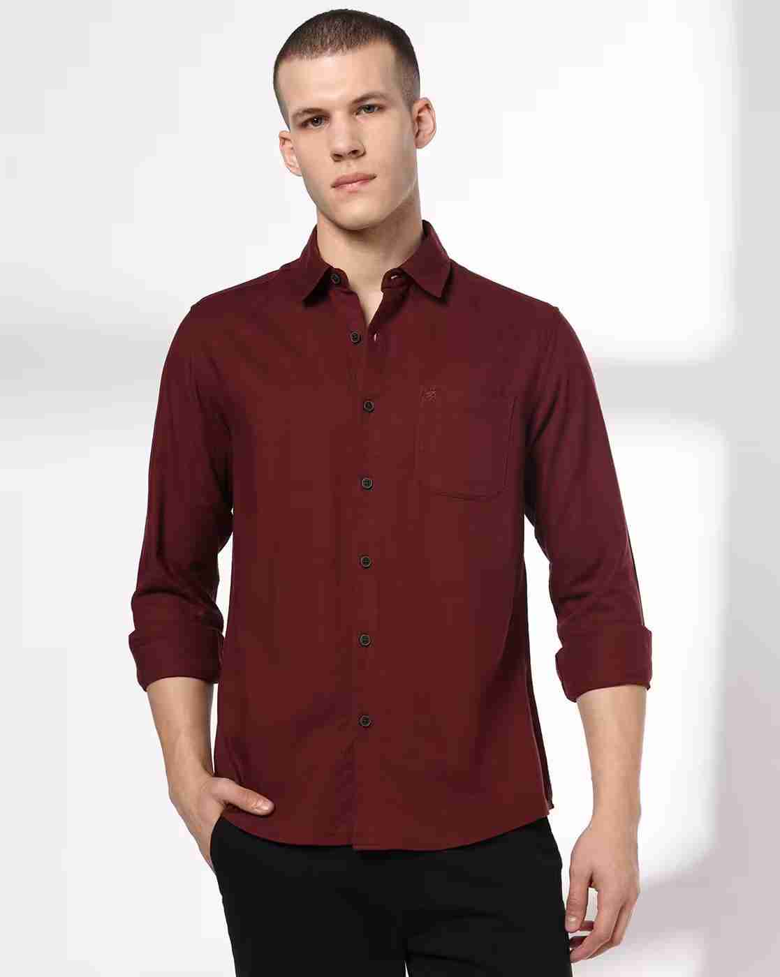 Men Slim Fit Cotton Shirt with Patch Pocket