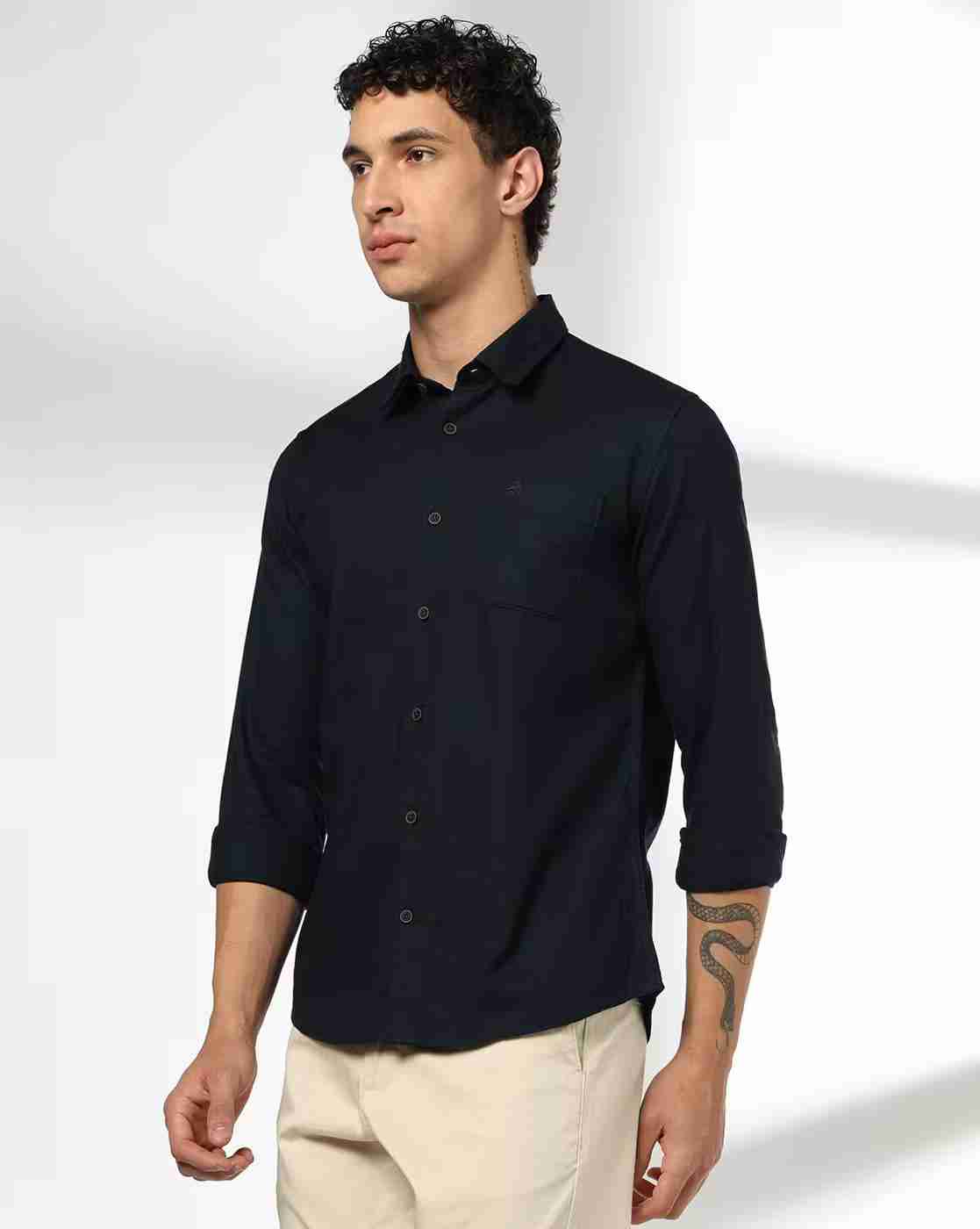 Men Slim Fit Cotton Shirt with Patch Pocket