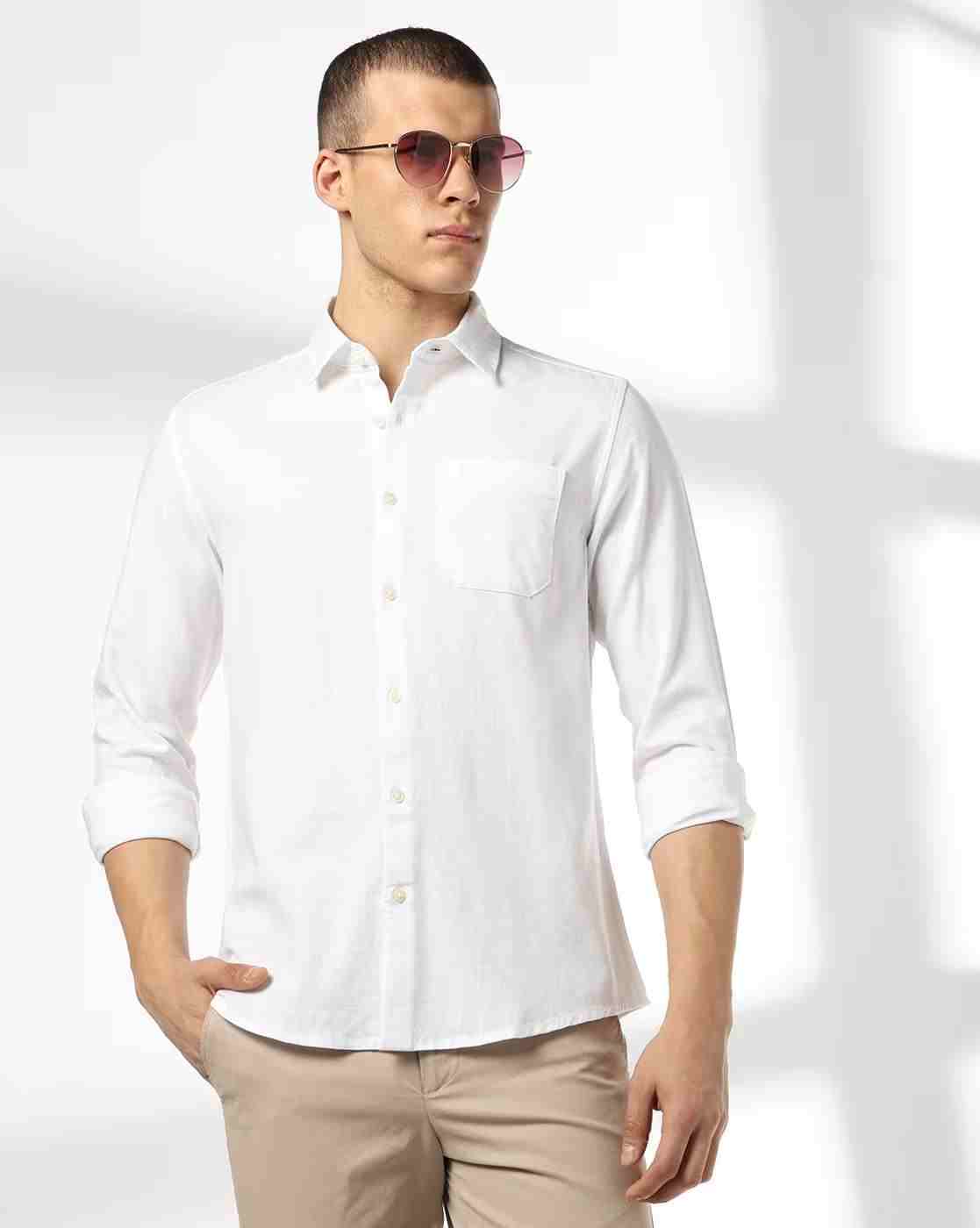 Men Slim Fit Cotton Shirt with Patch Pocket