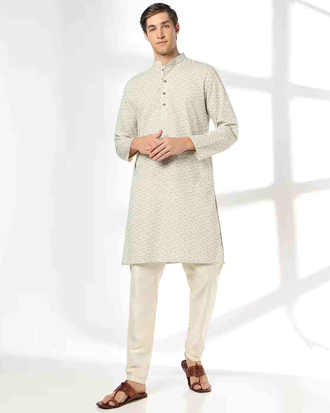 NETPLAY | Men Floral Print Slim Fit Kurta|0