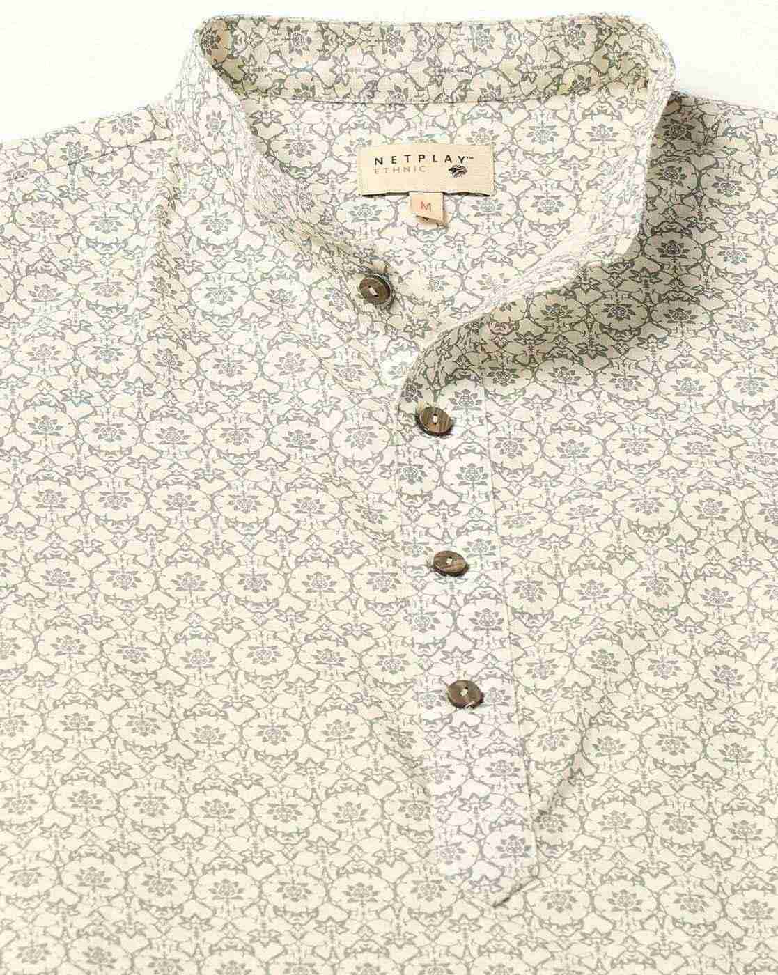 NETPLAY | Men Floral Print Slim Fit Kurta|6