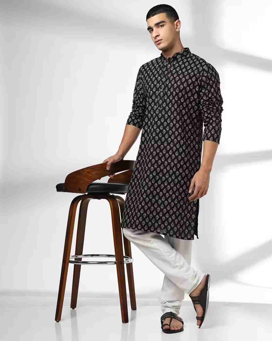 NETPLAY | Men Floral Print Regular Fit Kurta|0