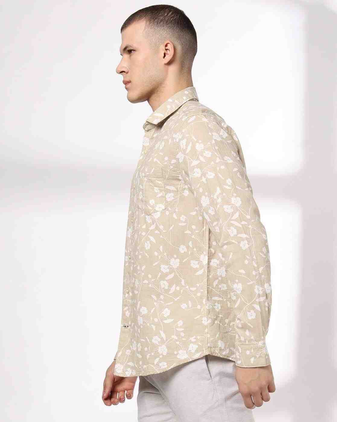 NETPLAY | Men Floral Print Slim Fit Cotton Shirt