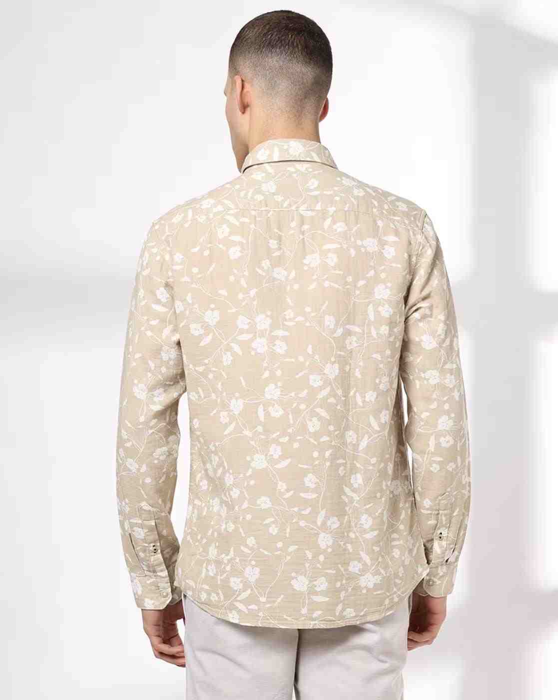 NETPLAY | Men Floral Print Slim Fit Cotton Shirt|2