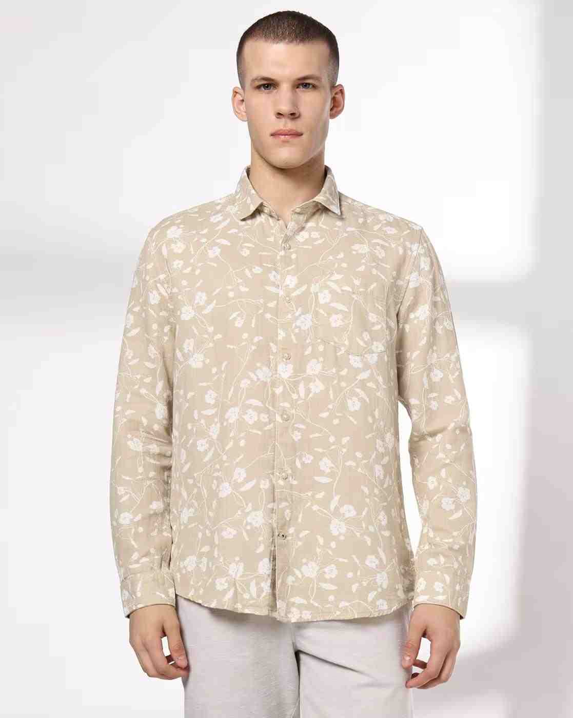 NETPLAY | Men Floral Print Slim Fit Cotton Shirt|3