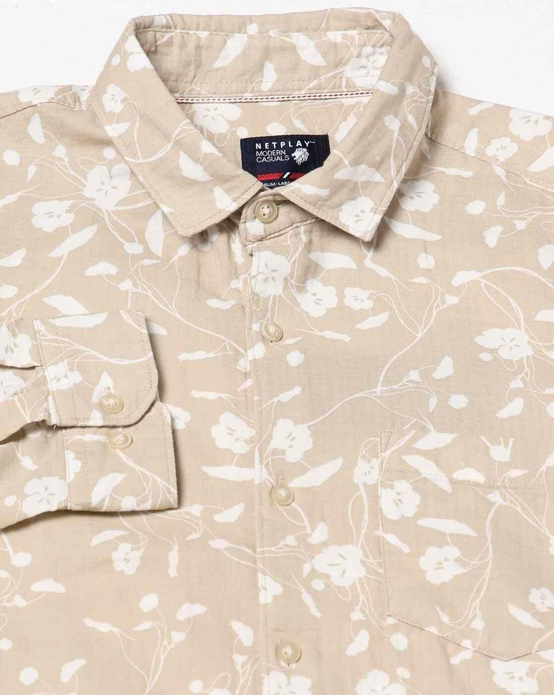 NETPLAY | Men Floral Print Slim Fit Cotton Shirt|5