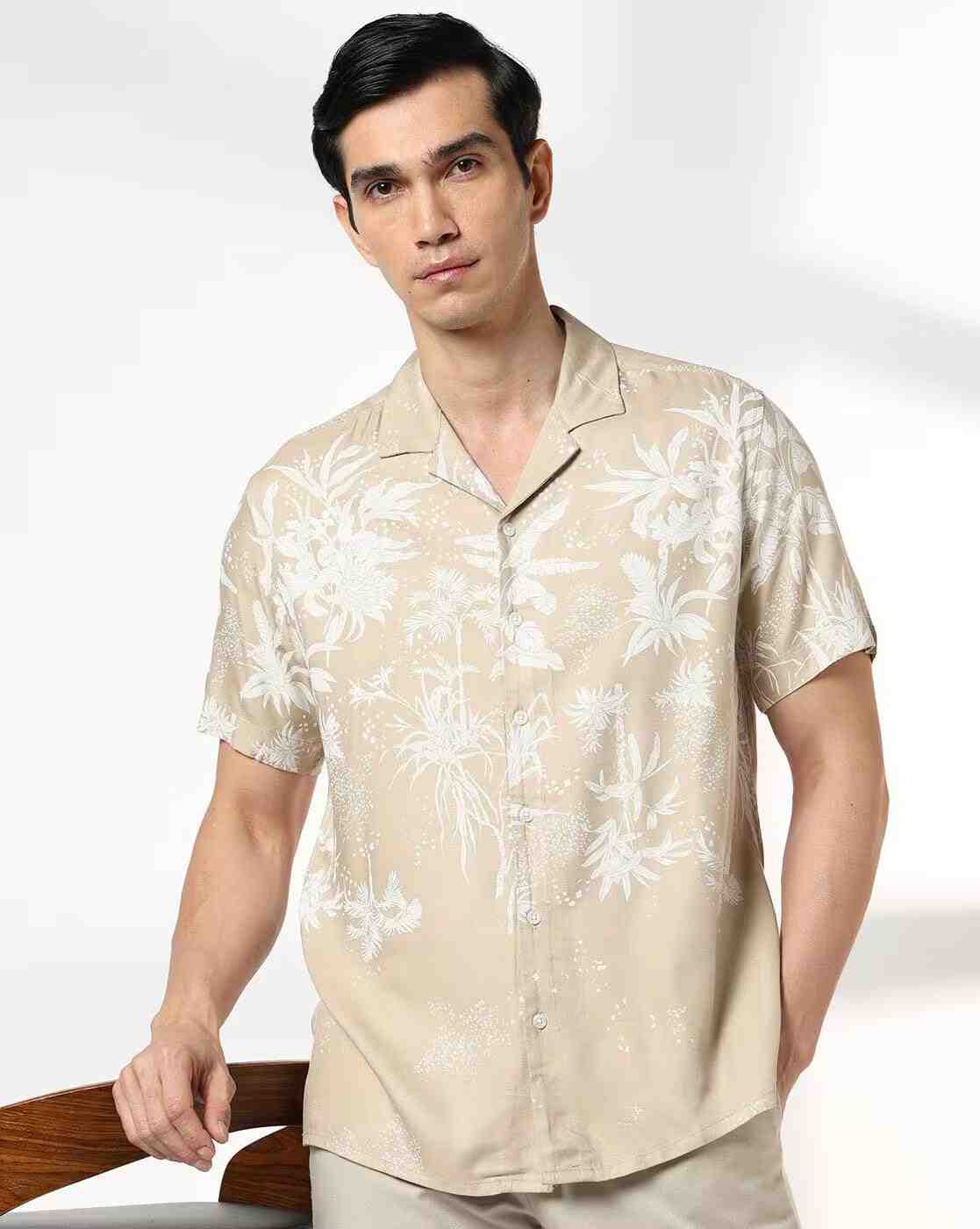 NETPLAY | Men Printed Resort-Collar Casual Shirt|0