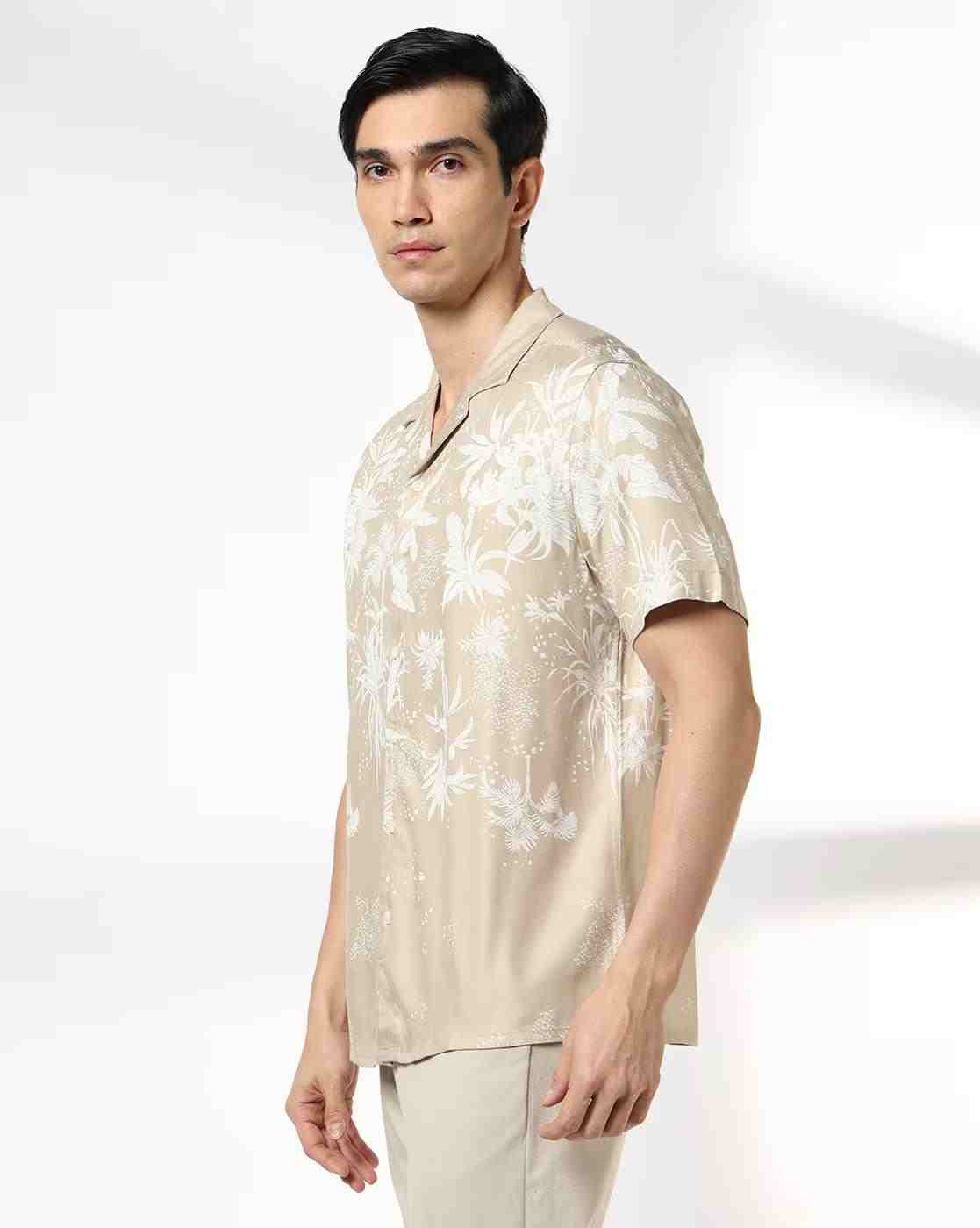 NETPLAY | Men Printed Resort-Collar Casual Shirt|1
