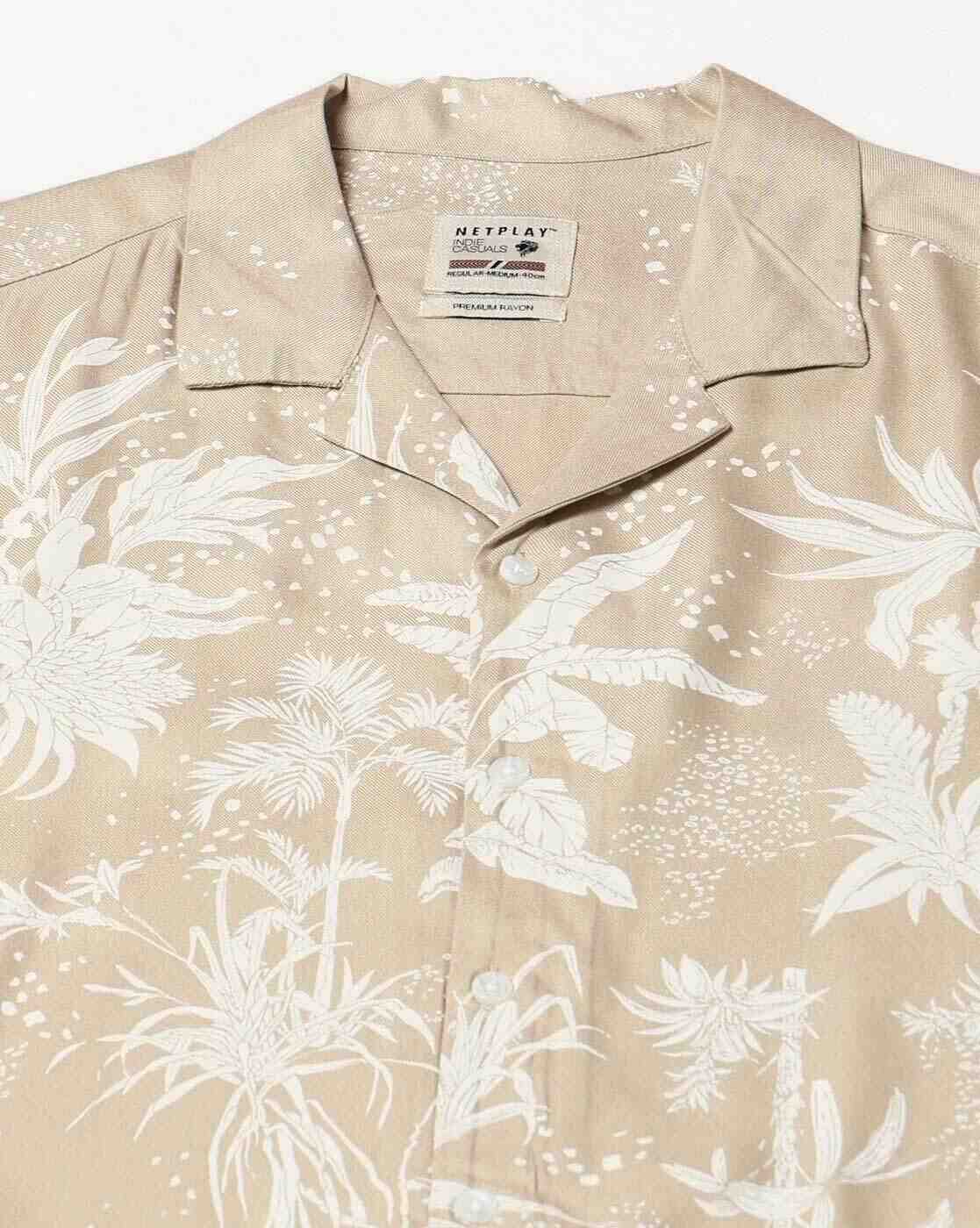 NETPLAY | Men Printed Resort-Collar Casual Shirt|4