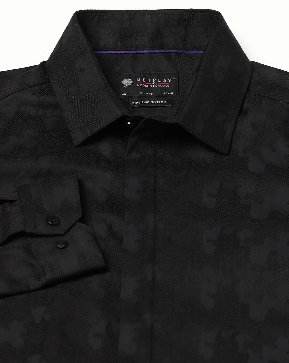 NETPLAY | Men Printed Slim Fit Cotton Shirt|4