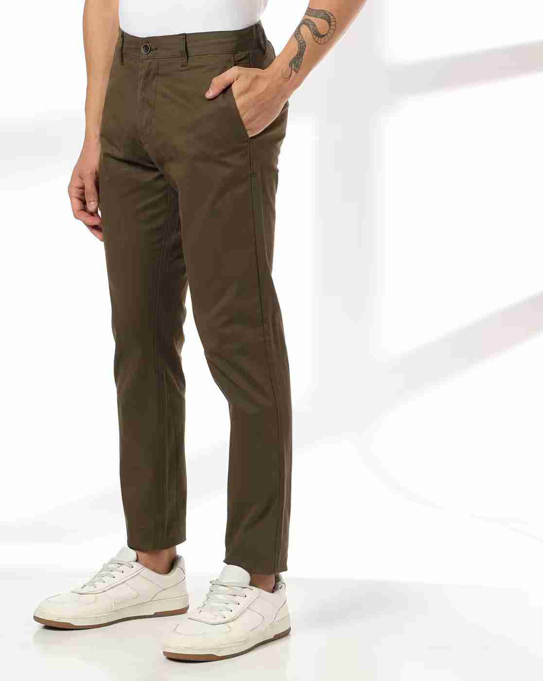 Men Slim Fit Flat-Front Chinos