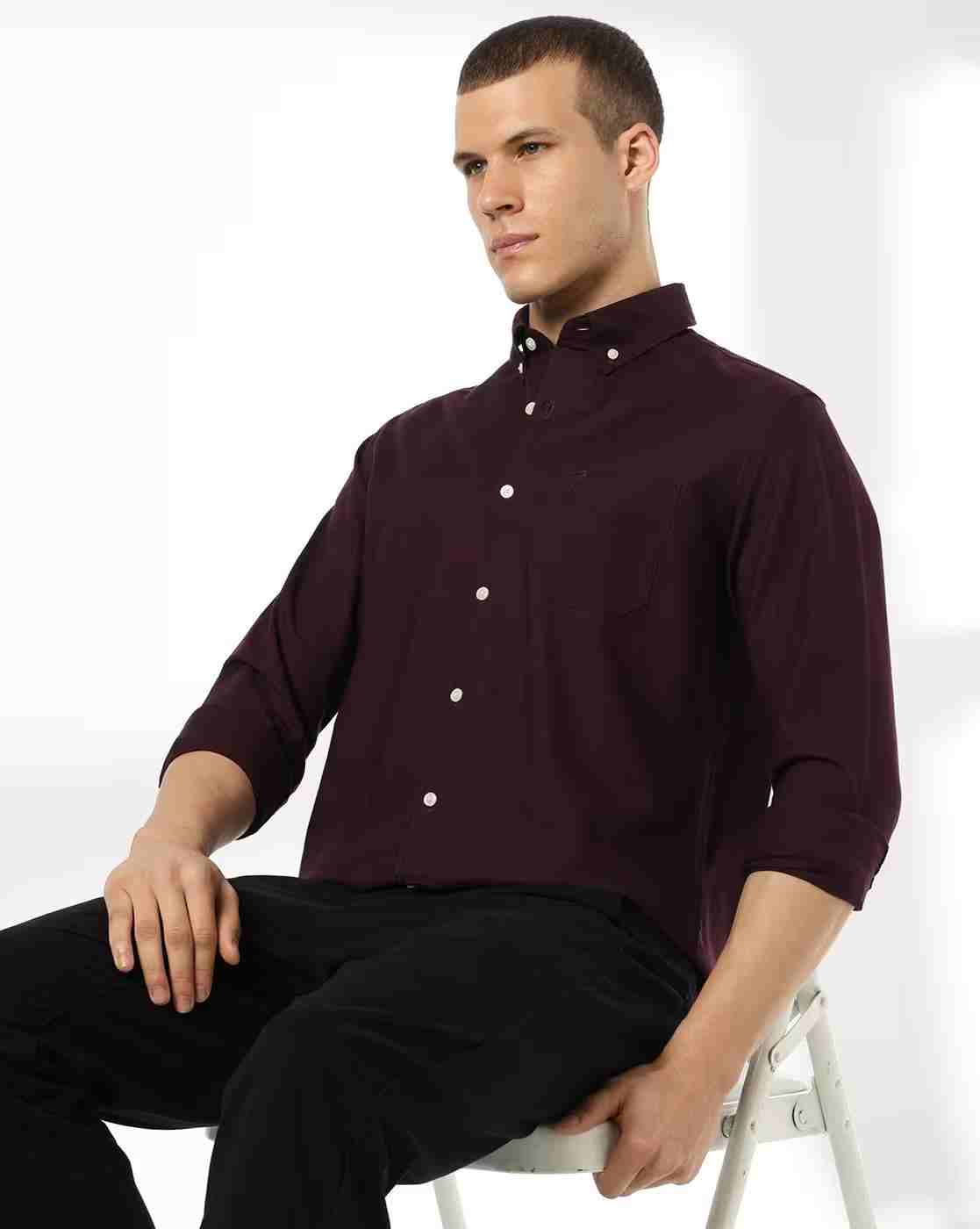 Men Button-Down Collar Slim Fit Shirt