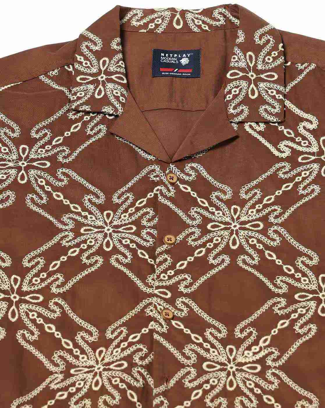 NETPLAY | Men Embroidered Slim Fit Shirt|4