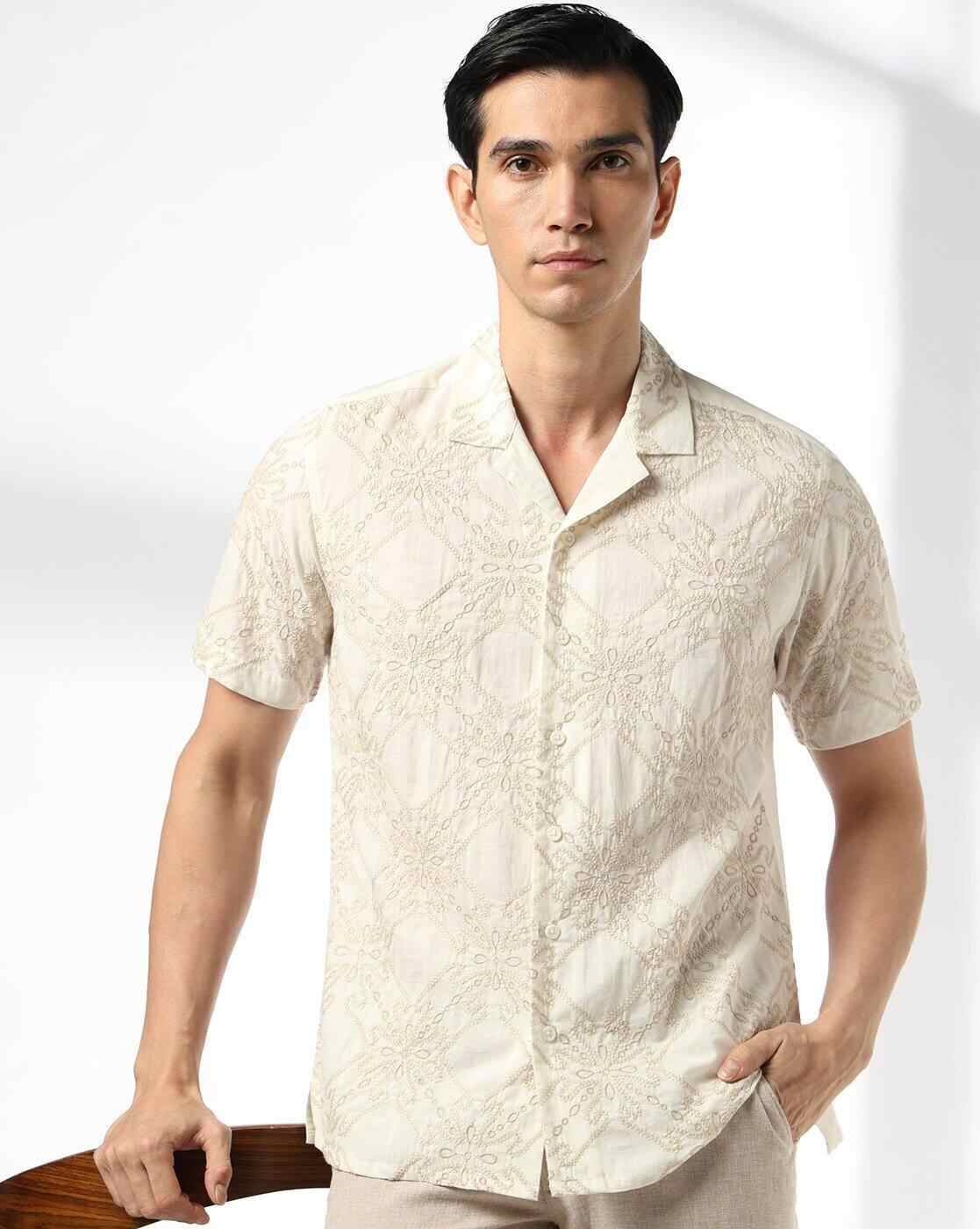 Men Embroidered Slim Fit Shirt