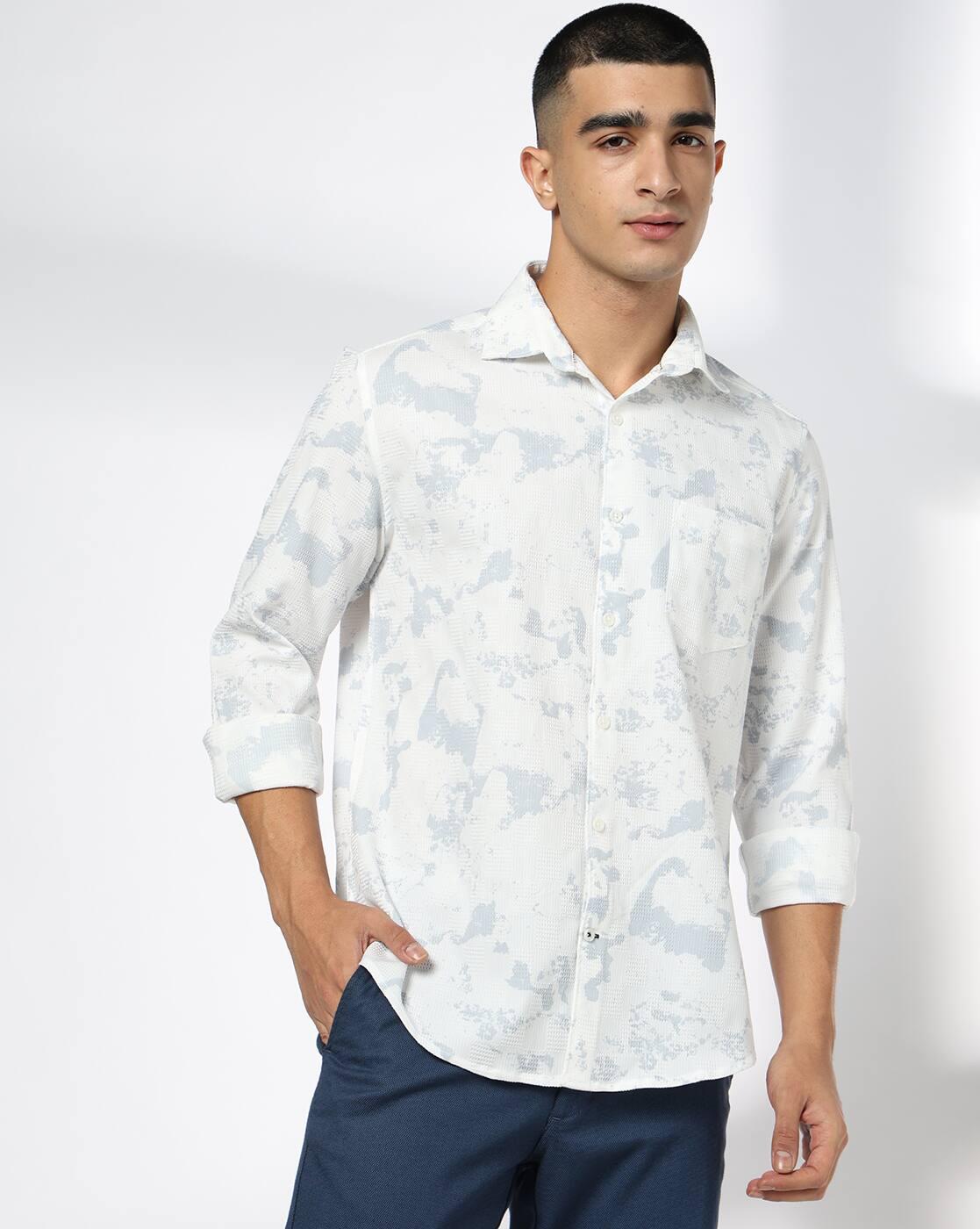 Men Printed Slim Fit Shirt with Patch Pocket