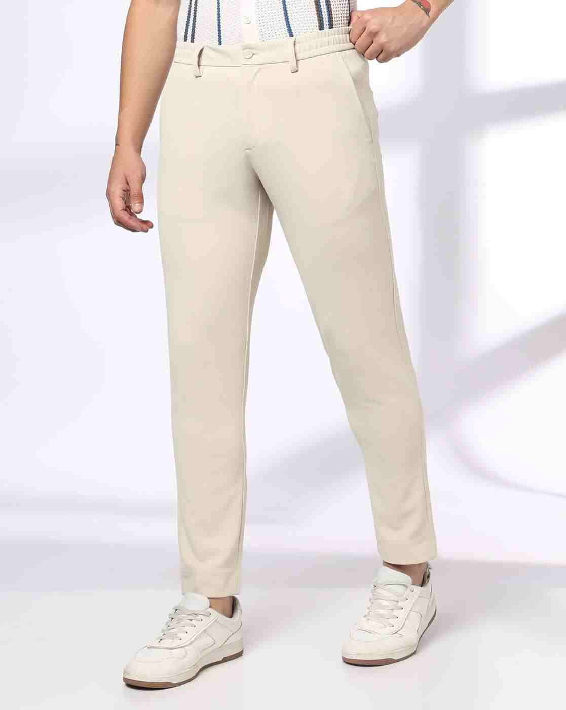 Men Slim Fit Flat-Front Trousers